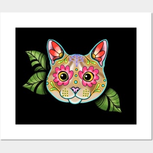 Orange Tabby Cat - Day of the Dead Sugar Skull Kitty Posters and Art